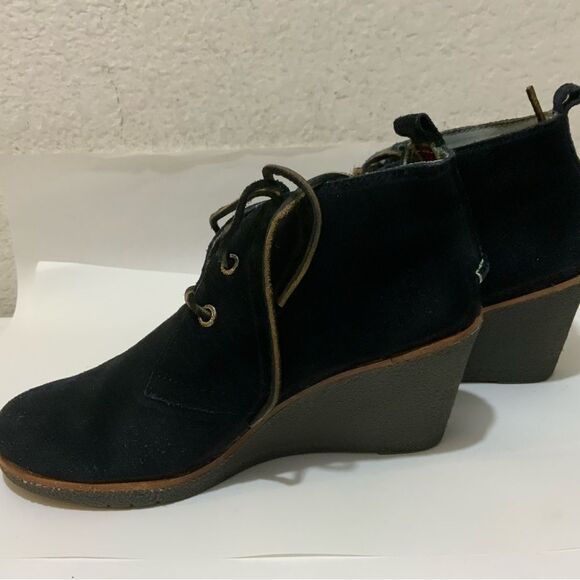 Sperry Top Sider Harlow Bootie Women's 7 Black Suede Wedge Ankle Boots 9103037 - Picture 6 of 14